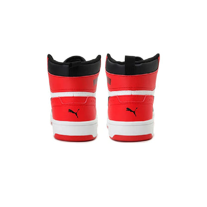Big Kid's Puma Rebound JOY Jr White-Black-High Risk Red (374687 03)
