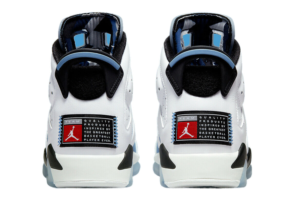 Big Kid's Jordan 6 Retro "UNC" University Blue/White-Black (384665 410)
