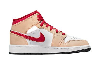 Big Kid's Jordan 1 Mid White Onyx/Light Curry-White (554725 201)