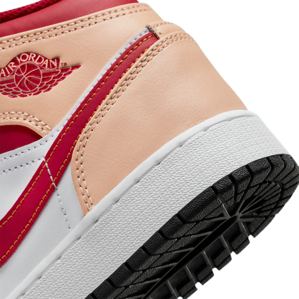 Big Kid's Jordan 1 Mid White Onyx/Light Curry-White (554725 201)