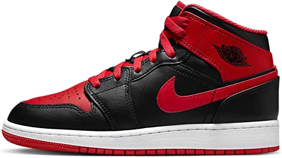 Big Kid's Jordan 1 Mid "Alternate Bred" Blck/Fire Red-White (DQ8423 060)