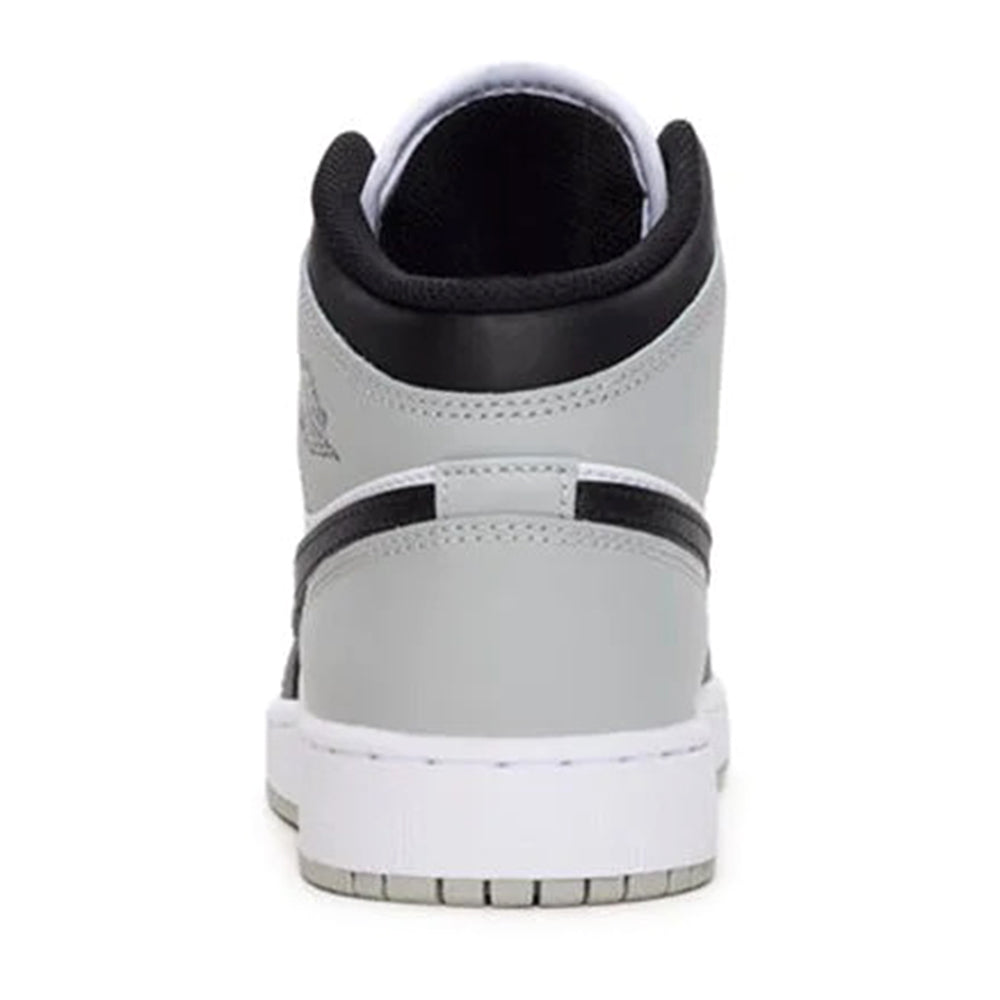 Big Kid's Air Jordan 1 Mid White/Black-LT Smoke Grey (DQ8423 101)