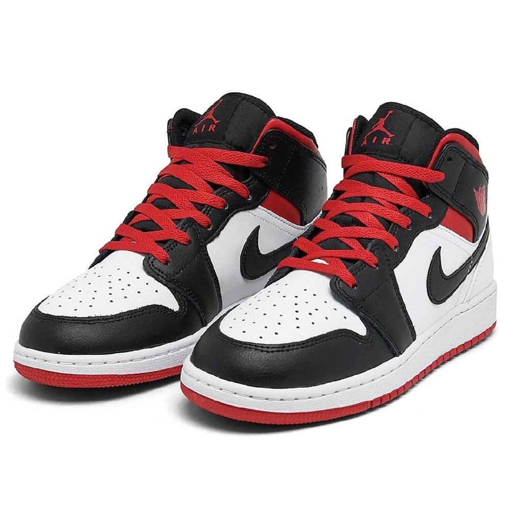 Big Kid's Jordan 1 Mid "Gym Red Black Toe" White/Gym Red-Black (DQ8423 106)