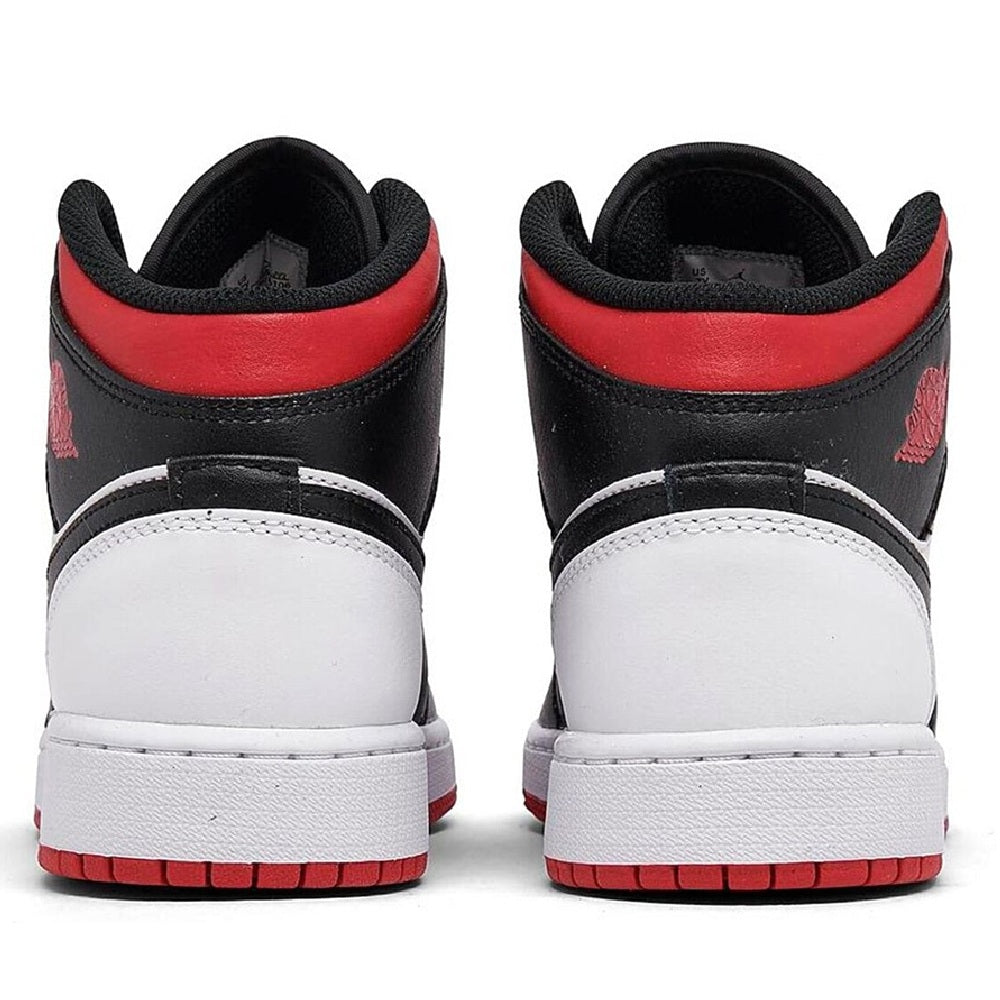 Big Kid's Jordan 1 Mid "Gym Red Black Toe" White/Gym Red-Black (DQ8423 106)