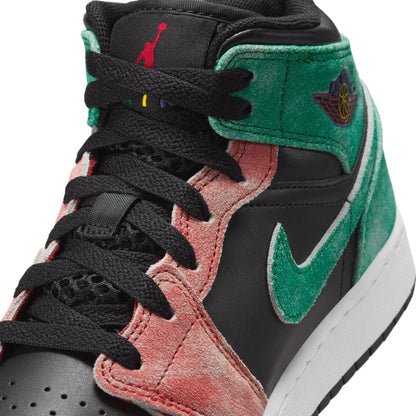 Big Kid's Jordan 1 Mid SE "MJ's Playground" Blk/Grn-Dune Rd (FQ1292 003)
