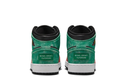 Big Kid's Jordan 1 Mid SE "MJ's Playground" Blk/Grn-Dune Rd (FQ1292 003)