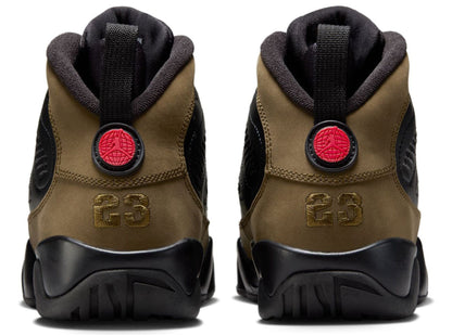 Big Kid's Jordan 9 Retro Black/True Red-Light Olive (HV4574 030)