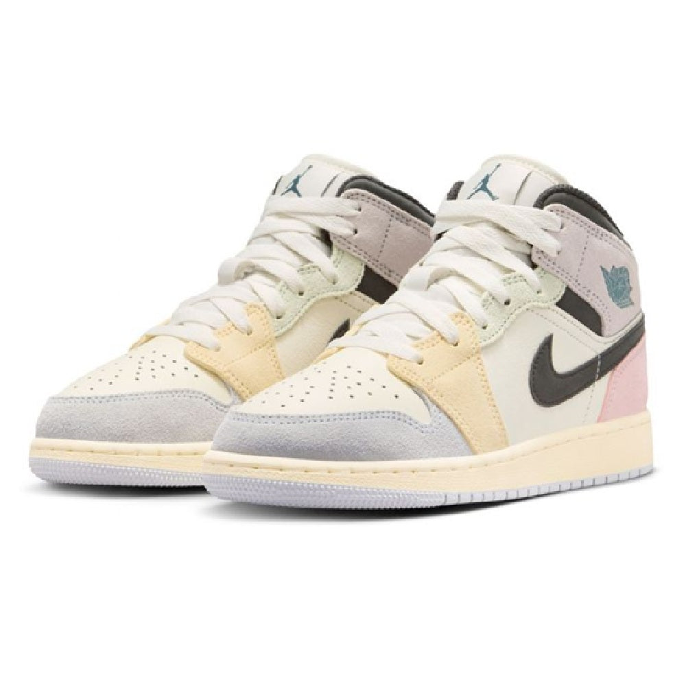 Big Kid's Jordan 1 Mid SE Sail/Ice Jade-Anthracite (IB7053 100)