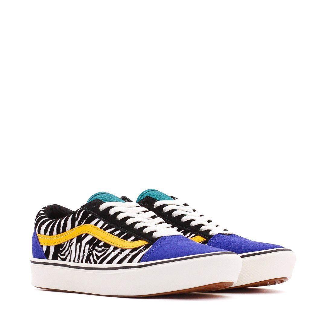 Vans UA ComfyCush Old Skool Zebra Tidepool Surf The Web Women VN0A3WMAVWT